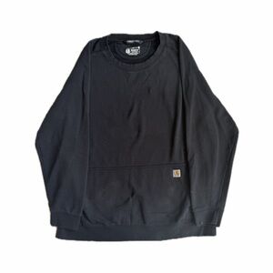 Carhartt Black Crewneck Sweatshirt with Front Pocket Patch — Size XL